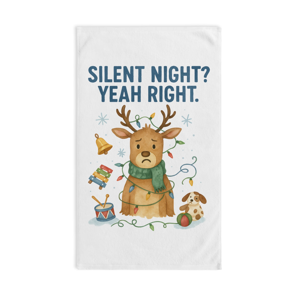 Silent Night? Yeah Right! Funny Holiday Hand Towel
