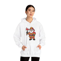 Load image into Gallery viewer, Cheerful Santa Firefighter Hoodie - Whimsical Cartoon Design for Fun &amp; Festive Style
