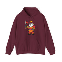 Load image into Gallery viewer, Cheerful Santa Firefighter Hoodie - Whimsical Cartoon Design for Fun &amp; Festive Style
