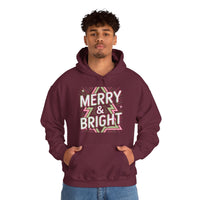 Load image into Gallery viewer, Merry &amp; Bright Retro Neon Hoodie - Glittery Christmas Design with Geometric Tree Pattern for Festive Vibes
