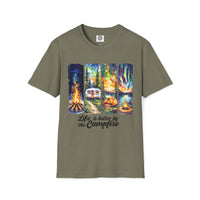 Load image into Gallery viewer, Life is Better by the Campfire Unisex T-Shirt, Cozy Camping Shirt, Outdoor Lover Gift, Nature Tee, Adventure Apparel
