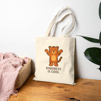 Load image into Gallery viewer, Kindness Is Cool Tiger Tote Bag — Cute Animal Cotton Canvas Shopper
