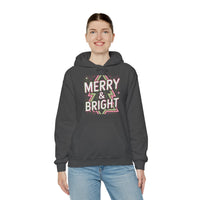 Load image into Gallery viewer, Merry &amp; Bright Retro Neon Hoodie - Glittery Christmas Design with Geometric Tree Pattern for Festive Vibes
