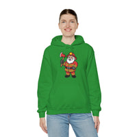 Load image into Gallery viewer, Cheerful Santa Firefighter Hoodie - Whimsical Cartoon Design for Fun &amp; Festive Style
