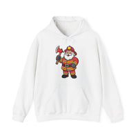 Load image into Gallery viewer, Cheerful Santa Firefighter Hoodie - Whimsical Cartoon Design for Fun &amp; Festive Style
