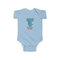 Load image into Gallery viewer, Infant Bodysuit - Cute Blue Elephant &quot;Be Brave, Be You&quot; Baby Onesie
