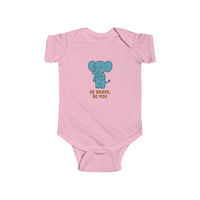 Load image into Gallery viewer, Infant Bodysuit - Cute Blue Elephant &quot;Be Brave, Be You&quot; Baby Onesie
