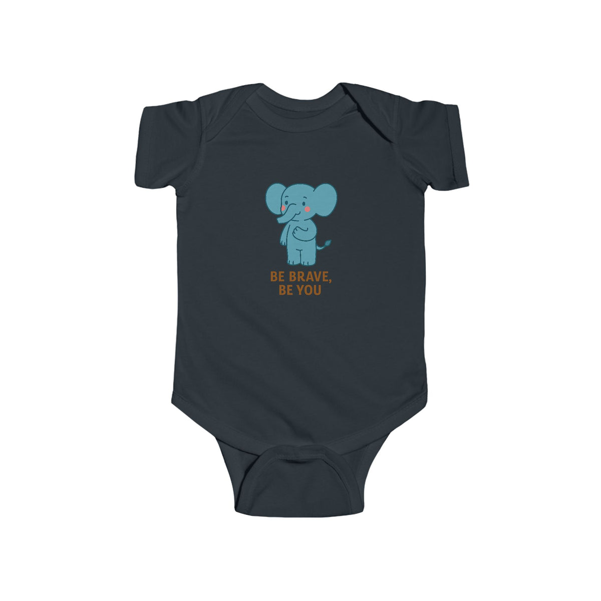Infant Bodysuit - Cute Blue Elephant "Be Brave, Be You" Baby Onesie