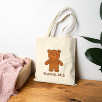 Load image into Gallery viewer, Playful Pals Teddy Tote Bag — Cute Bear Canvas Shopper
