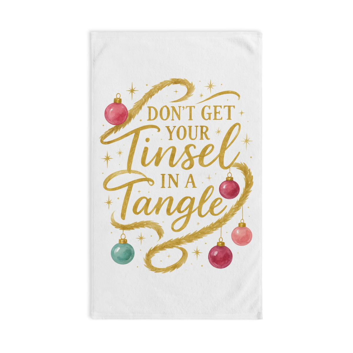 Festive Hand Towel - "Don't Get Your Tinsel in a Tangle"