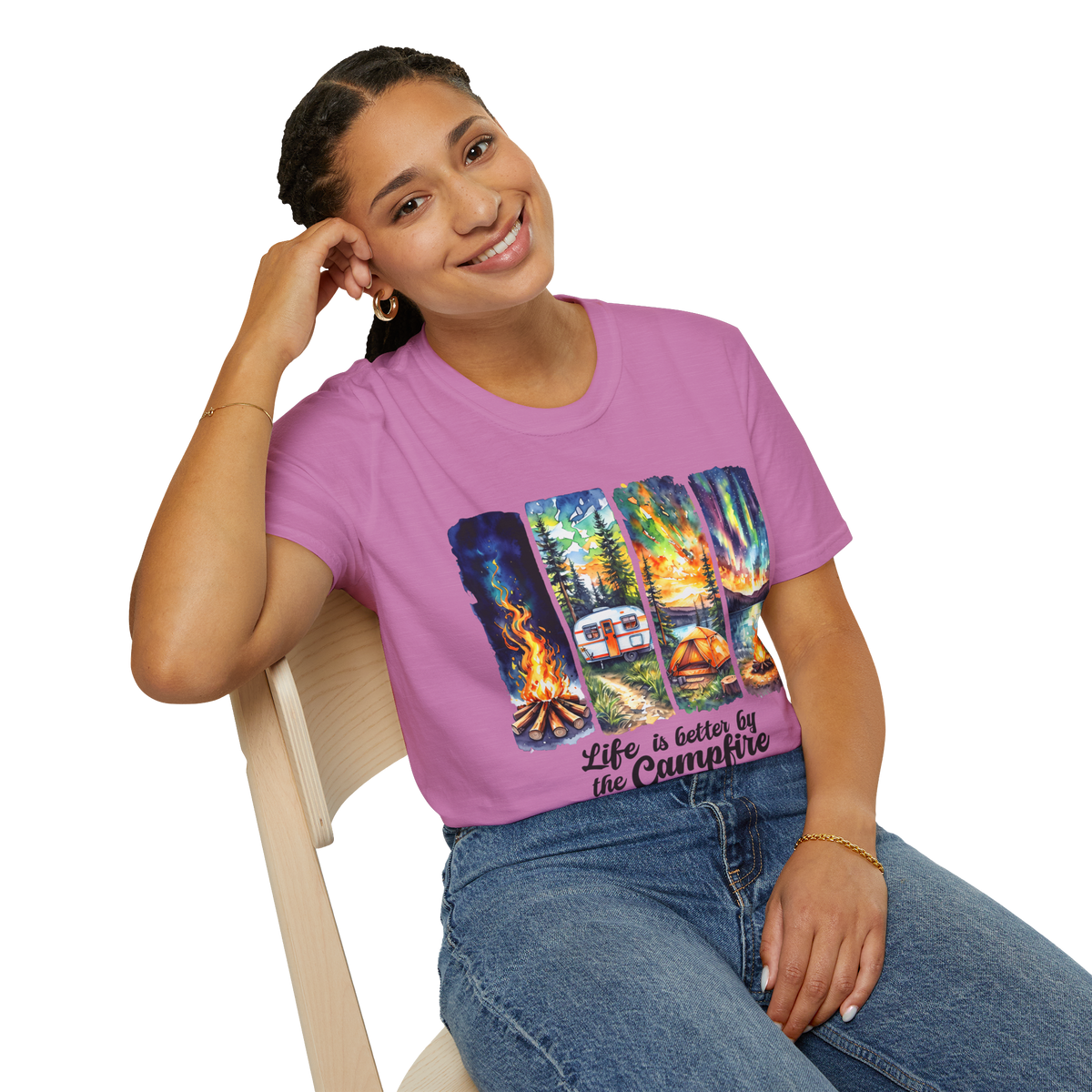 Life is Better by the Campfire Unisex T-Shirt, Cozy Camping Shirt, Outdoor Lover Gift, Nature Tee, Adventure Apparel