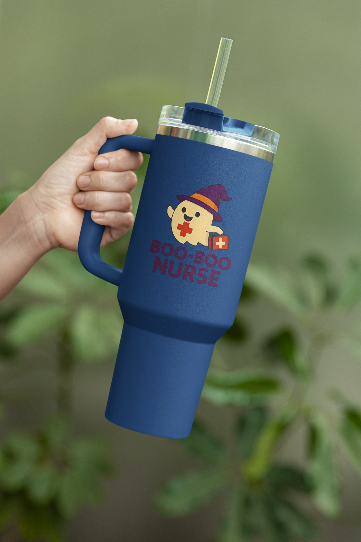 Funny OOBOO Nurse Insulated Travel Mug, 40oz - Perfect Gift for Nurses, Travel Companion, Halloween, Hospital Humor, Cute Nurse Mug