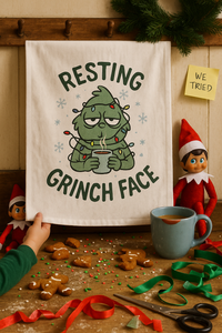 Load image into Gallery viewer, Resting Grinch Face Hand Towel - Festive Kitchen Decor for Holiday Cheer
