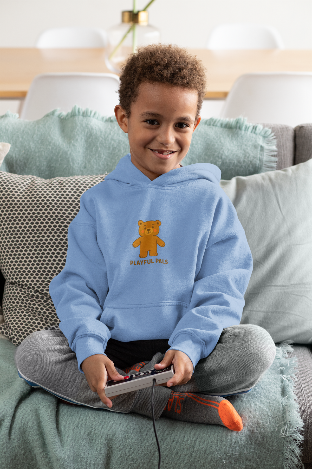 Youth Hoodie - Playful Pals Teddy Bear Graphic