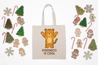 Load image into Gallery viewer, Kindness Is Cool Tiger Tote Bag — Cute Animal Cotton Canvas Shopper
