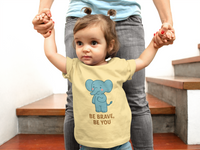 Load image into Gallery viewer, Infant Bodysuit - Cute Blue Elephant &quot;Be Brave, Be You&quot; Baby Onesie
