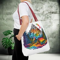 Load image into Gallery viewer, Vibrant Mountain Camping Tote Bag - Outdoor Adventure Travel Carryall, Nature Lover Shoulder Bag, Hiking Gear Tote, Wilderness Explorer
