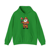 Load image into Gallery viewer, Cheerful Santa Firefighter Hoodie - Whimsical Cartoon Design for Fun &amp; Festive Style
