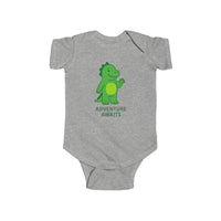 Load image into Gallery viewer, Adventure Awaits Baby Bodysuit — Cute Green Dino Infant Onesie

