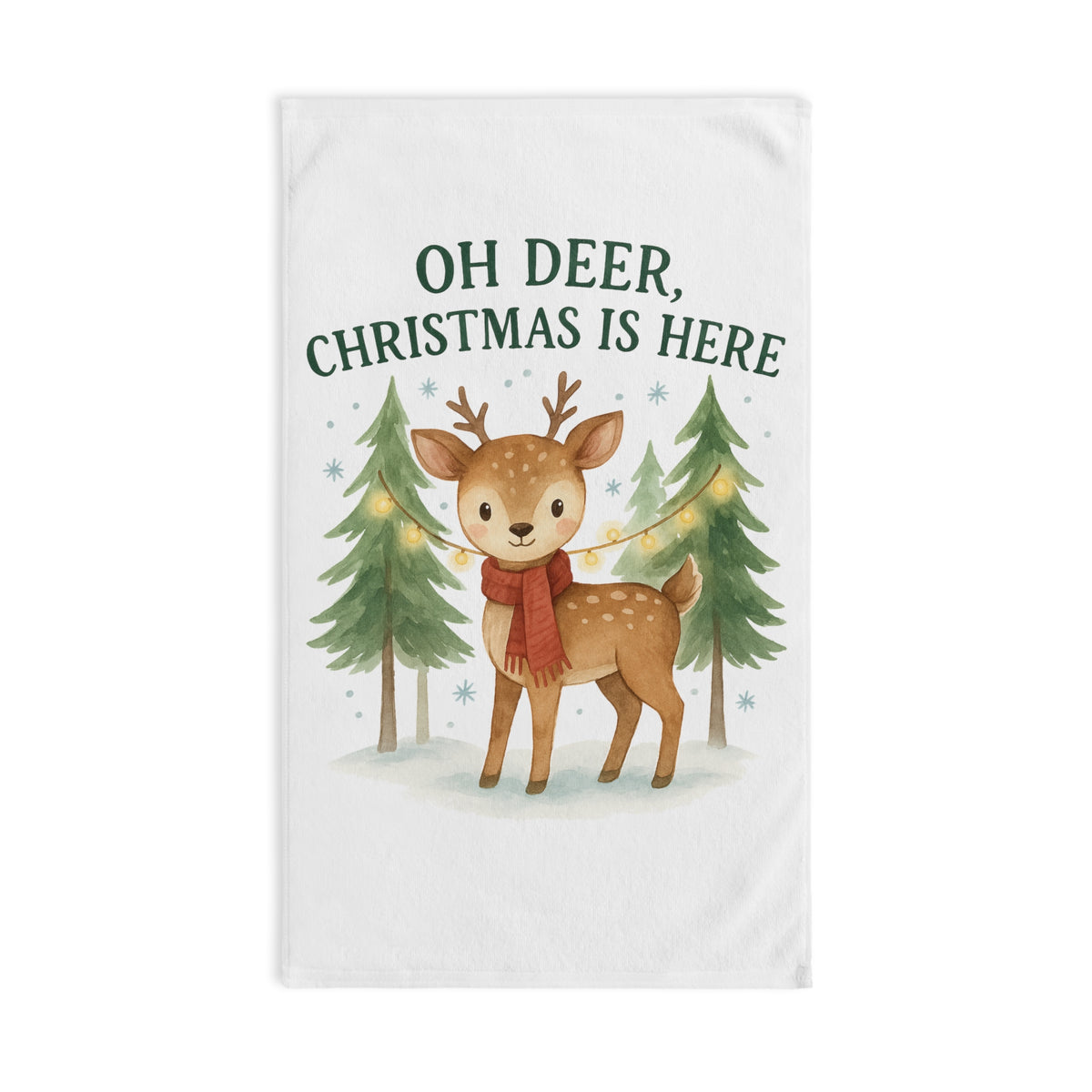 Christmas Themed Hand Towel - "Oh Deer, Christmas is Here"