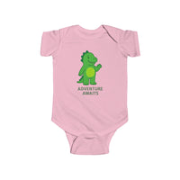 Load image into Gallery viewer, Adventure Awaits Baby Bodysuit — Cute Green Dino Infant Onesie

