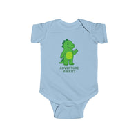 Load image into Gallery viewer, Adventure Awaits Baby Bodysuit — Cute Green Dino Infant Onesie
