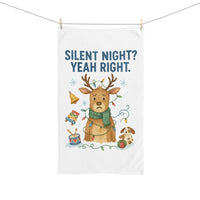 Load image into Gallery viewer, Silent Night? Yeah Right! Funny Holiday Hand Towel

