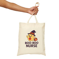 Load image into Gallery viewer, Boo-Boo Nurse Cotton Canvas Tote Bag, Pun Tote, Funny Nurse Gift, Halloween Tote, Bag for Nurses, Cute Nurse Bag, Medical Tote
