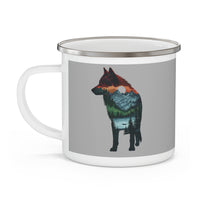 Load image into Gallery viewer, Wolf Silhouette Enamel Camping Mug
