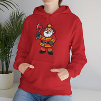 Load image into Gallery viewer, Cheerful Santa Firefighter Hoodie - Whimsical Cartoon Design for Fun &amp; Festive Style
