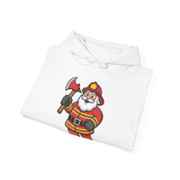 Load image into Gallery viewer, Cheerful Santa Firefighter Hoodie - Whimsical Cartoon Design for Fun &amp; Festive Style
