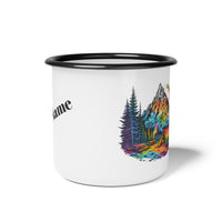 Load image into Gallery viewer, Personalized Enamel Camp Cup - Campfire Coffee Mug, Outdoor Gift, Custom Hiking Mug, Travel Cup for Nature Lovers, Camping Accessories

