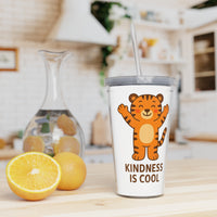 Load image into Gallery viewer, Kindness Is Cool Tiger Plastic Tumbler with Straw
