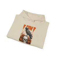 Load image into Gallery viewer, F Caw F Hoodie – Gothic Raven, Skull &amp; Pumpkin Halloween Hoodie
