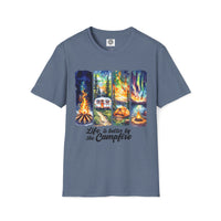 Load image into Gallery viewer, Life is Better by the Campfire Unisex T-Shirt, Cozy Camping Shirt, Outdoor Lover Gift, Nature Tee, Adventure Apparel
