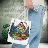Load image into Gallery viewer, Vibrant Mountain Camping Tote Bag - Outdoor Adventure Travel Carryall, Nature Lover Shoulder Bag, Hiking Gear Tote, Wilderness Explorer
