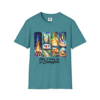 Load image into Gallery viewer, Life is Better by the Campfire Unisex T-Shirt, Cozy Camping Shirt, Outdoor Lover Gift, Nature Tee, Adventure Apparel
