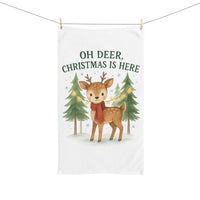 Load image into Gallery viewer, Christmas Themed Hand Towel - &quot;Oh Deer, Christmas is Here&quot;
