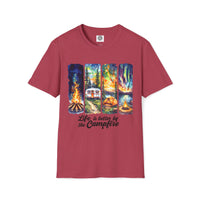 Load image into Gallery viewer, Life is Better by the Campfire Unisex T-Shirt, Cozy Camping Shirt, Outdoor Lover Gift, Nature Tee, Adventure Apparel
