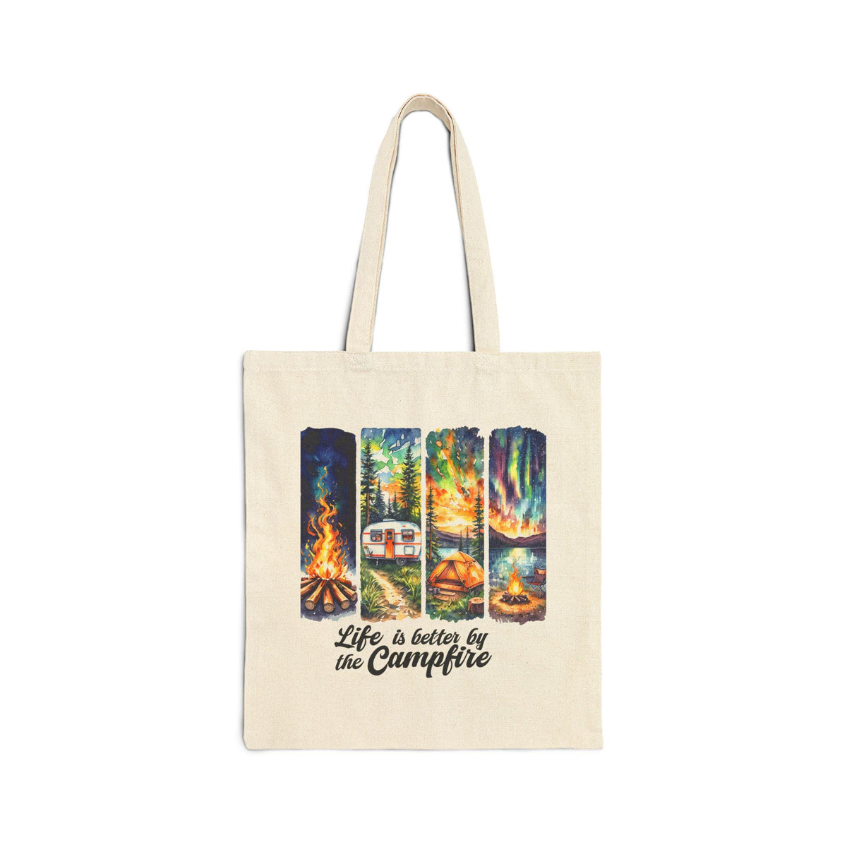 Campfire Tote Bag - Eco-Friendly Canvas Camping Gear, Life is Better by the Campfire, Outdoor Gift & Daily Use Bag for Nature Lovers