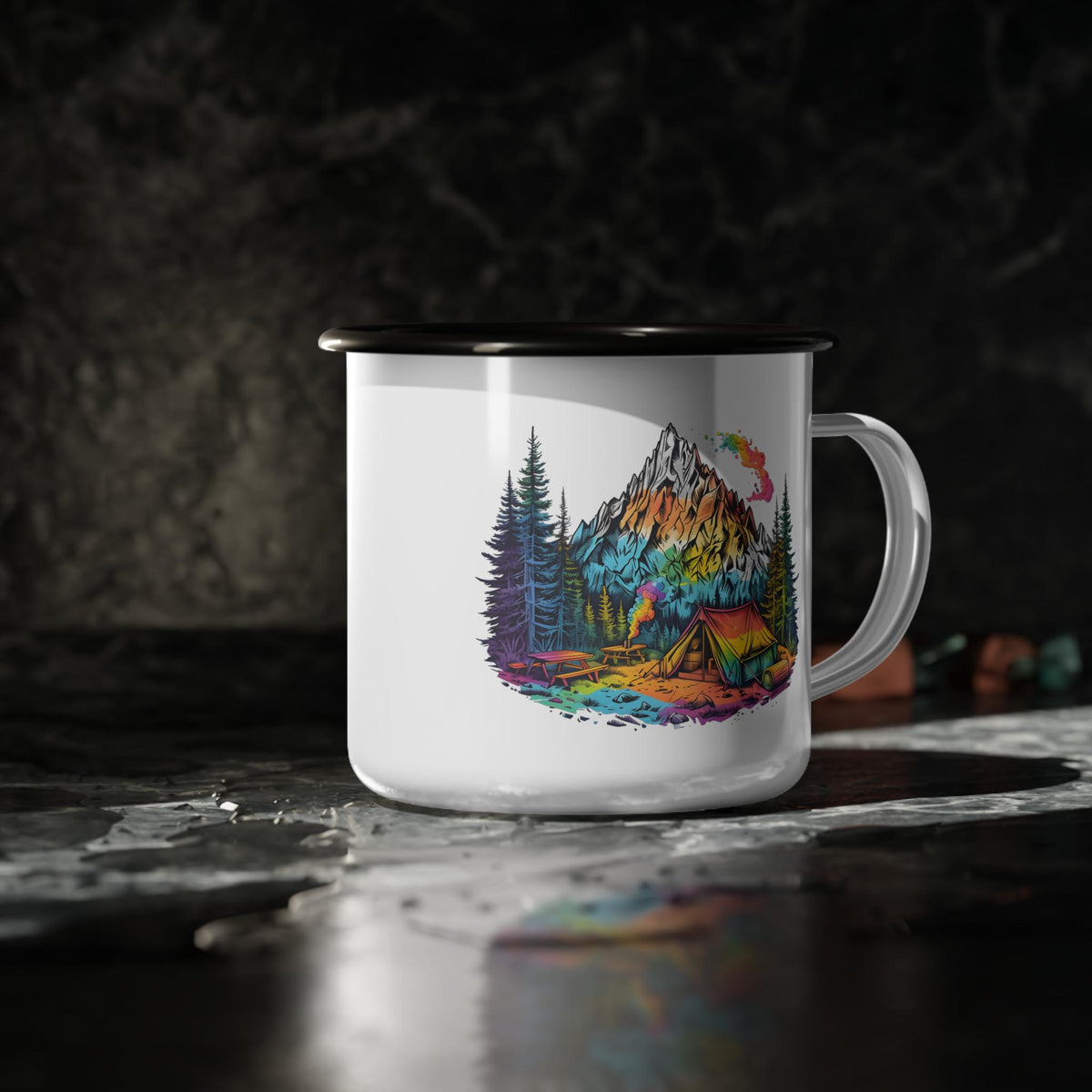Enamel Camp Cup - Personalized Campfire Coffee Mug, Custom Hiking & Travel Cup