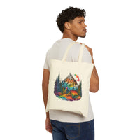 Load image into Gallery viewer, Adventure Awaits Cotton Canvas Tote Bag, Eco-Friendly Hiking &amp; Shopping Tote, Gift for Nature Lovers, Reusable Market Bag
