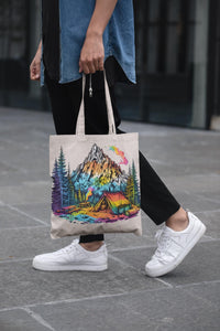 Load image into Gallery viewer, Adventure Awaits Cotton Canvas Tote Bag, Eco-Friendly Hiking &amp; Shopping Tote, Gift for Nature Lovers, Reusable Market Bag
