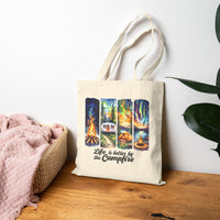Load image into Gallery viewer, Campfire Tote Bag - Eco-Friendly Canvas Camping Gear, Life is Better by the Campfire, Outdoor Gift &amp; Daily Use Bag for Nature Lovers
