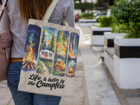 Load image into Gallery viewer, Campfire Tote Bag - Eco-Friendly Canvas Camping Gear, Life is Better by the Campfire, Outdoor Gift &amp; Daily Use Bag for Nature Lovers
