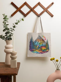 Load image into Gallery viewer, Adventure Awaits Cotton Canvas Tote Bag, Eco-Friendly Hiking &amp; Shopping Tote, Gift for Nature Lovers, Reusable Market Bag
